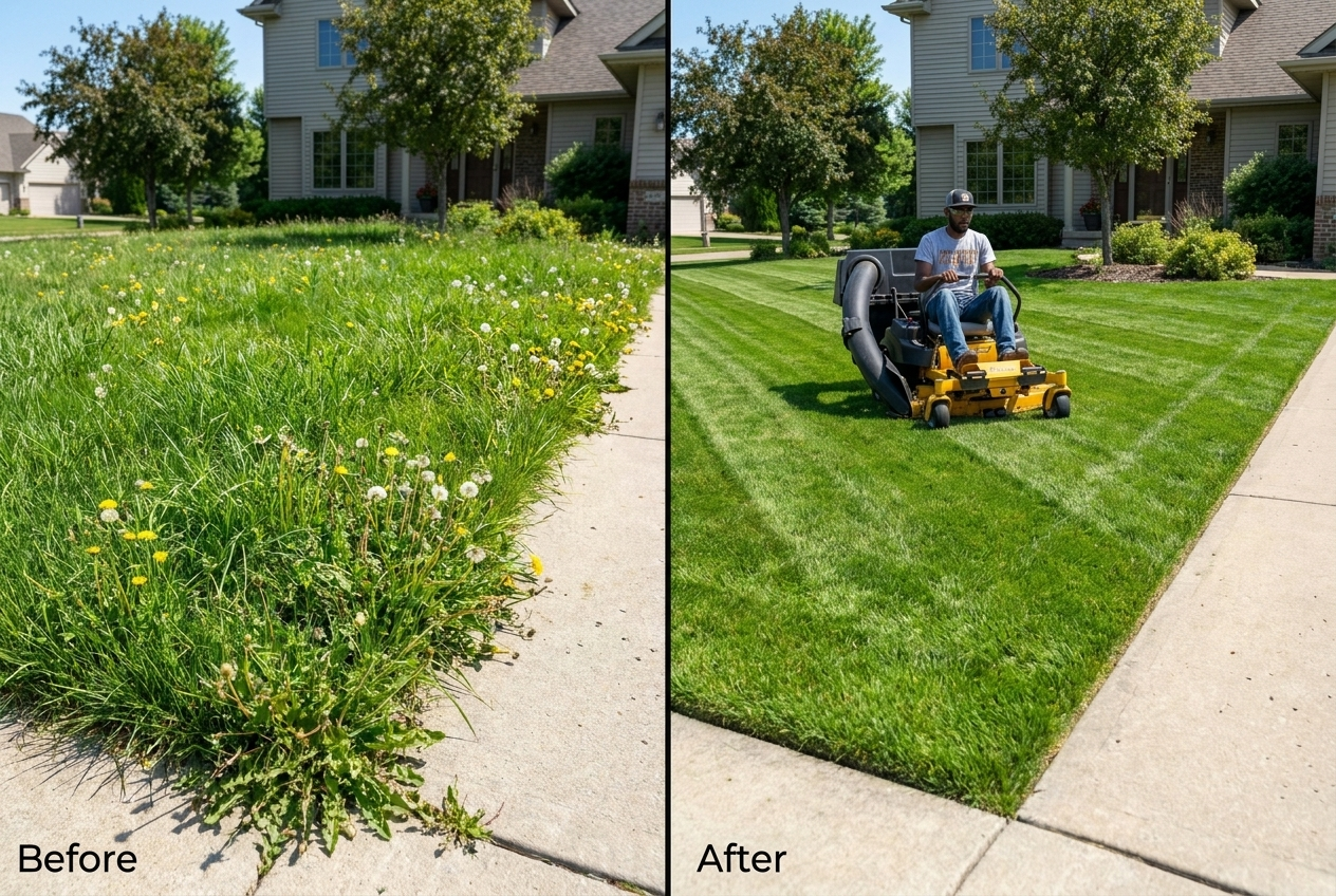 Lawn before and after
